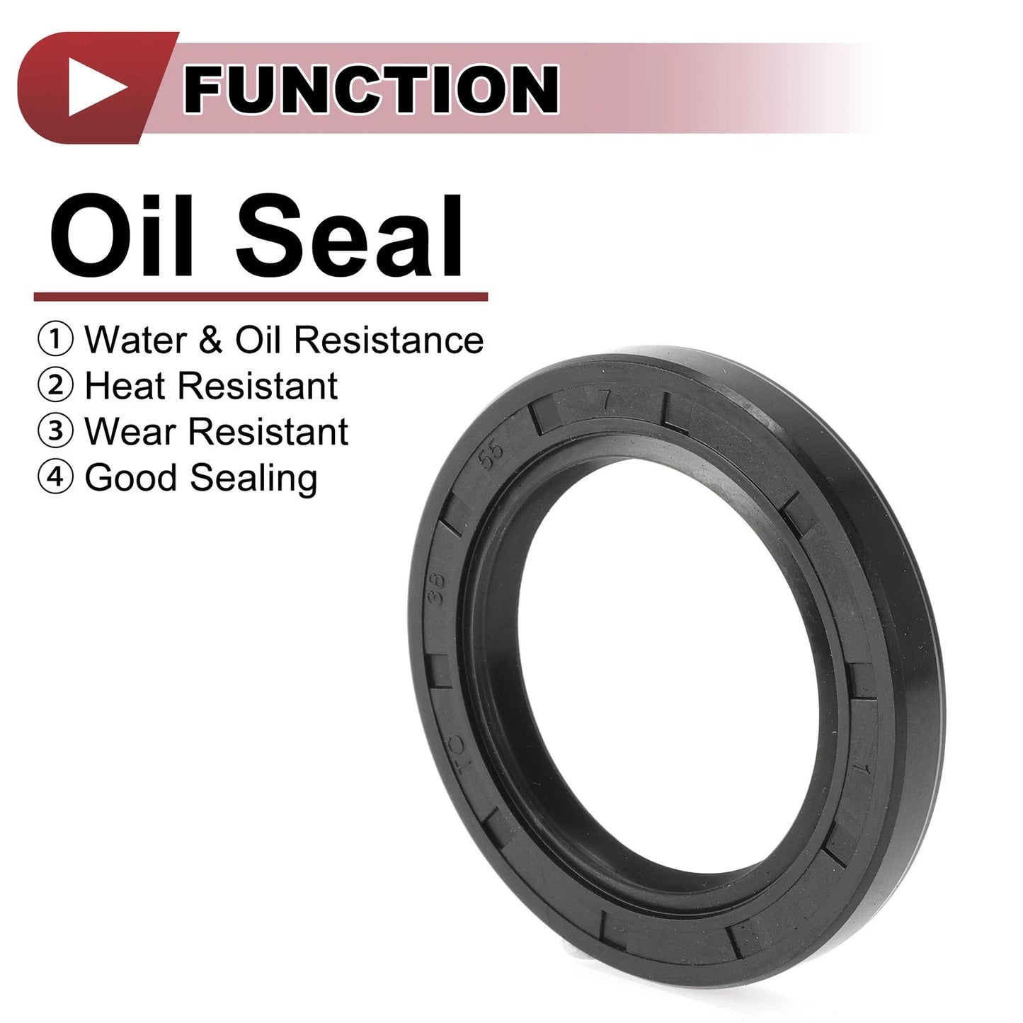 Rotary Shaft Seal 38x55x7mm Nitrile Oil Seal 70D Black 5 Pcs for Make Model
