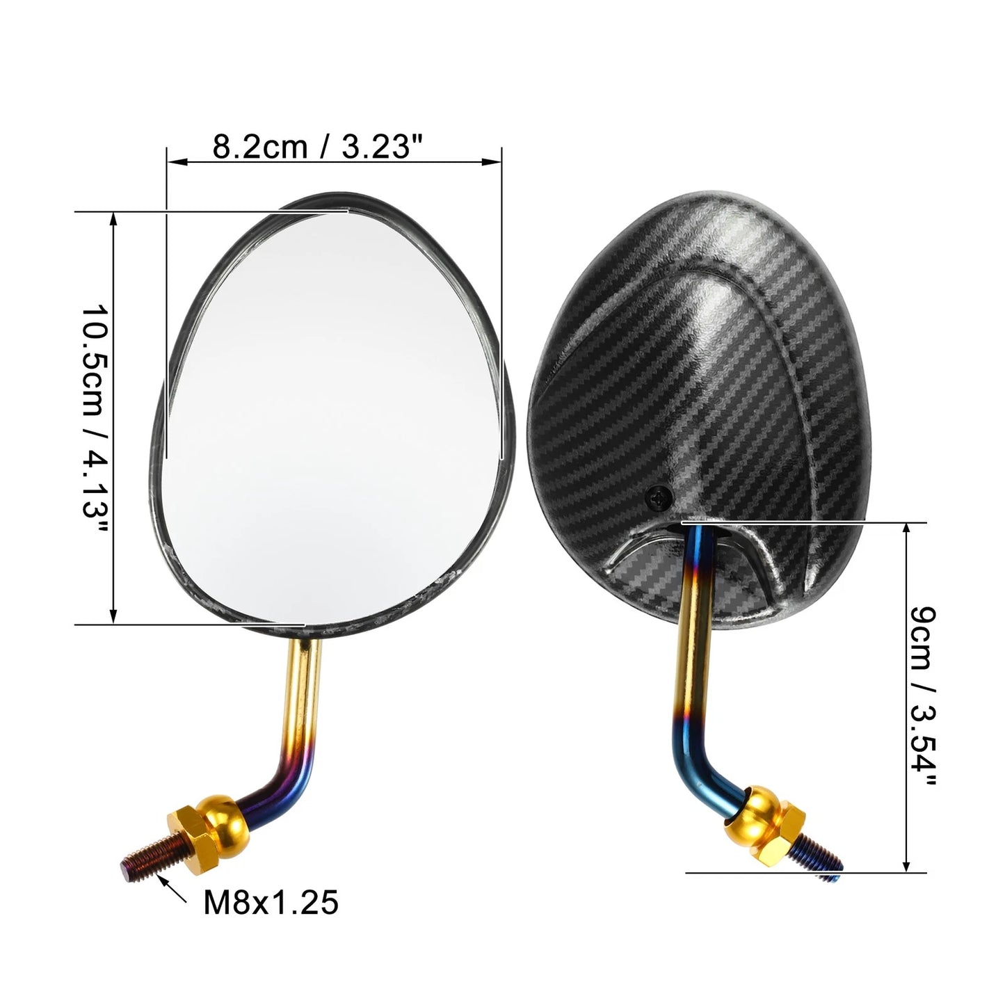 1 Pair 8mm Screw Rear View Mirror Universal Carbon Fiber Pattern for Motorcycle