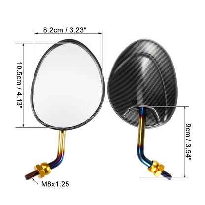 1 Pair 8mm Screw Rear View Mirror Universal Carbon Fiber Pattern for Motorcycle