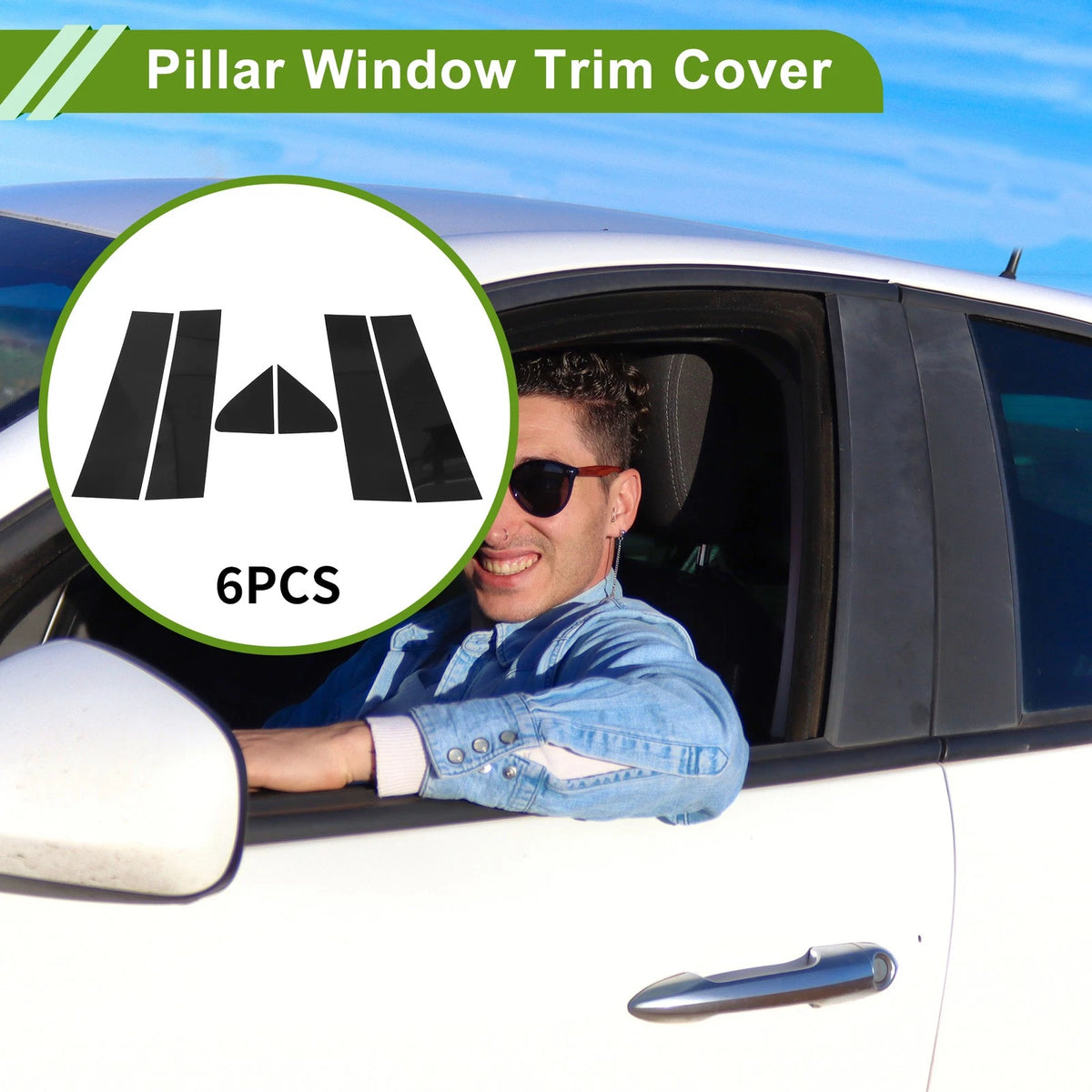 6 x Door Pillar Window Trim for Chevy Silverado (2019-2024) Black