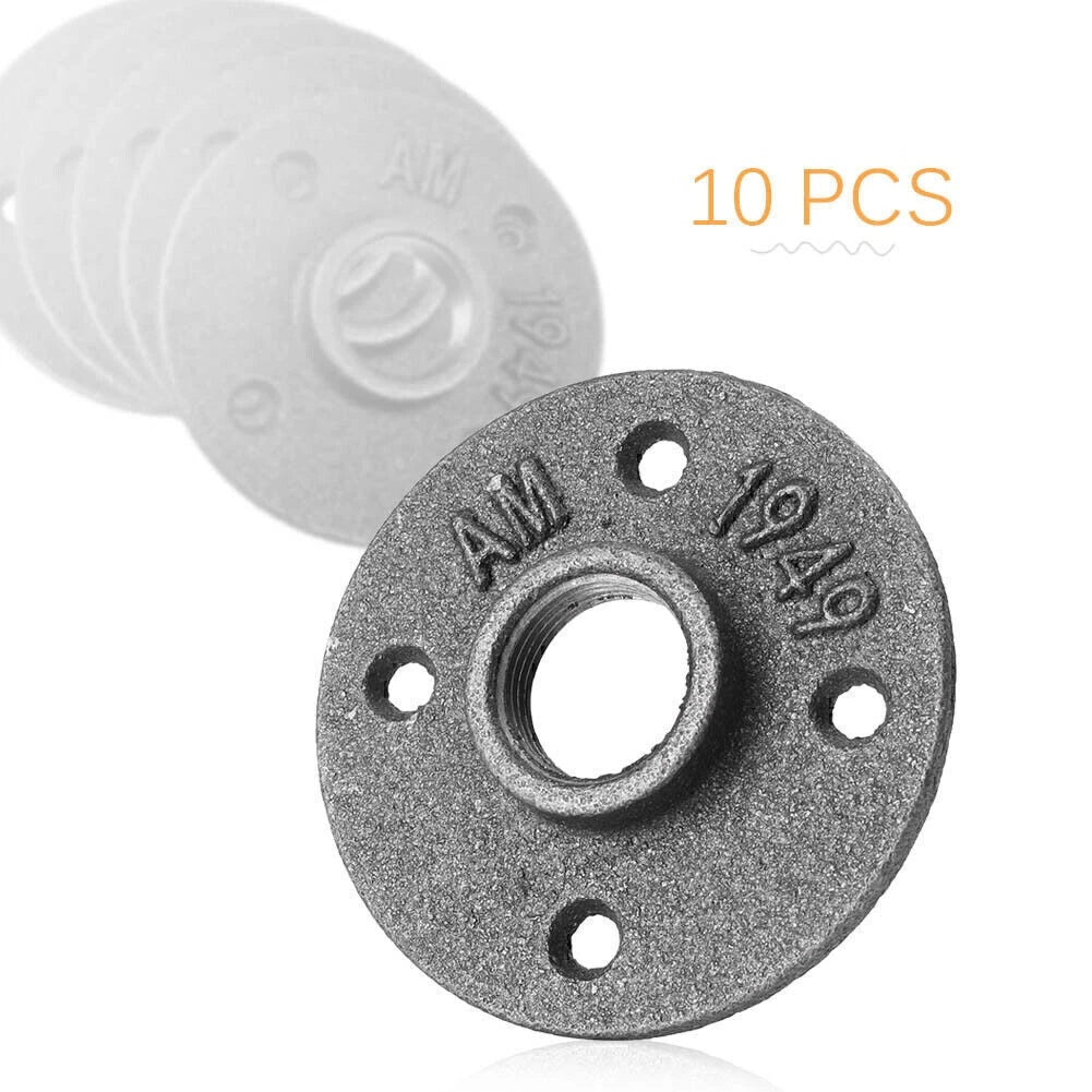 10 x 3/4" Malleable Iron Floor Flange Pipe Fitting for Wall Mount (No Year)