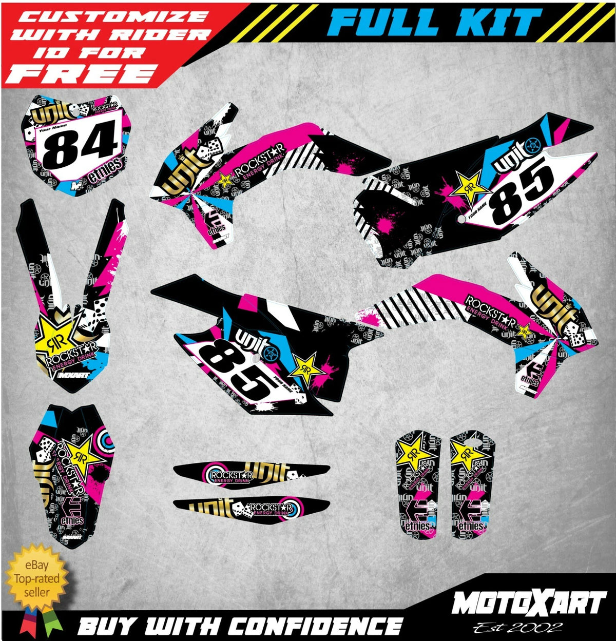 Decal Kit RUSH Style Stickers for KTM SXF 250 450 (2013-2015)
