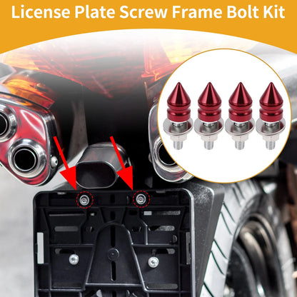License Plate Screws Cover M6 45mm Red 4 Pcs for Universal Motorcycle