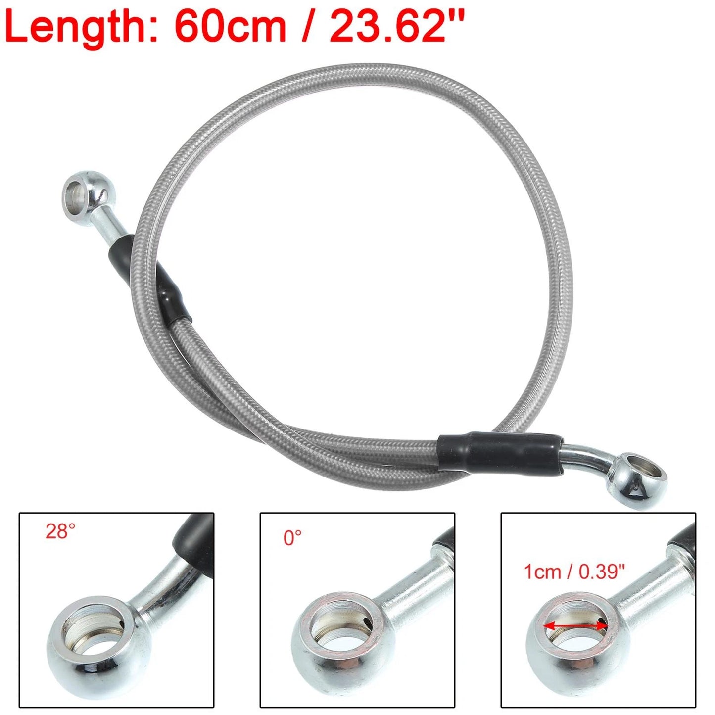 Brake Fuel Line Hose 1cm/60cm Grey for Motorcycle Scooter Bike ATV