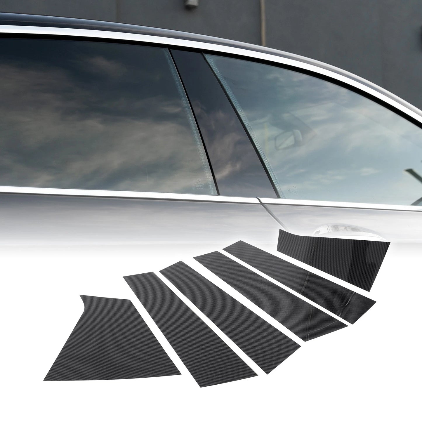 Pillar Window Trim Cover 6x for Chevrolet Malibu (2016-2021) Carbon Fiber