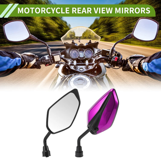 Rear View Mirrors Leaf Shape Purple Iron Plastic 1 Set for M10 Motorcycle