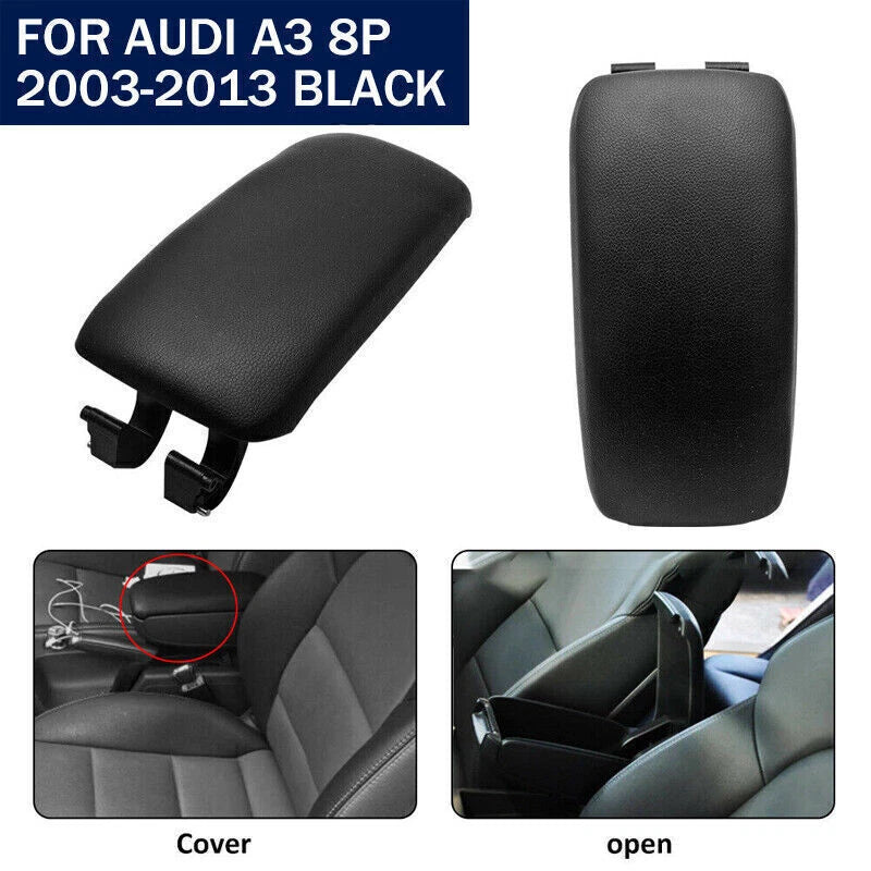 Black Front Center Console Armrest Lid Cover for Audi A3 2003-2012