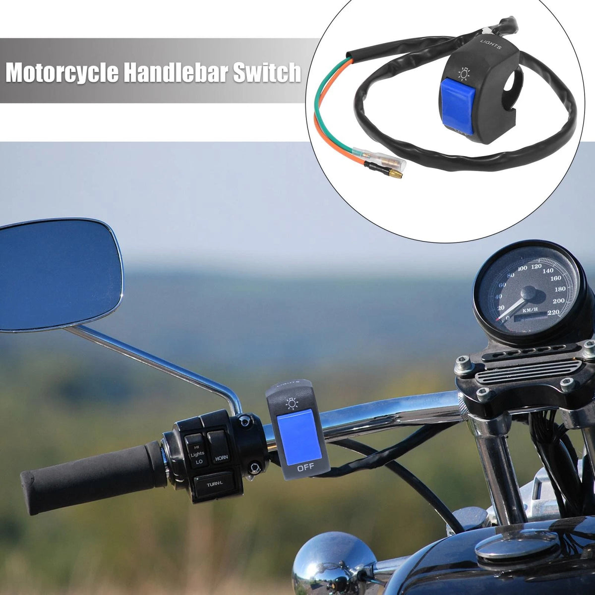 DC 12V 7/8" Handlebar Switch Headlight Toggle for Scooter