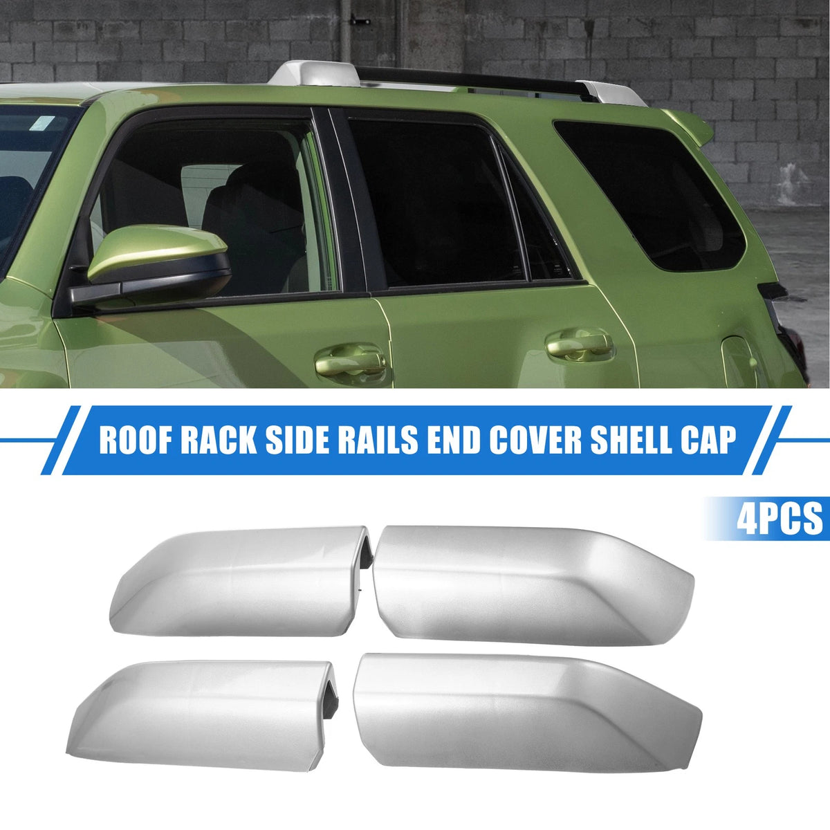 4 x Roof Rack Side Rail End Covers for Toyota 4Runner (2010-2022) Silver Tone