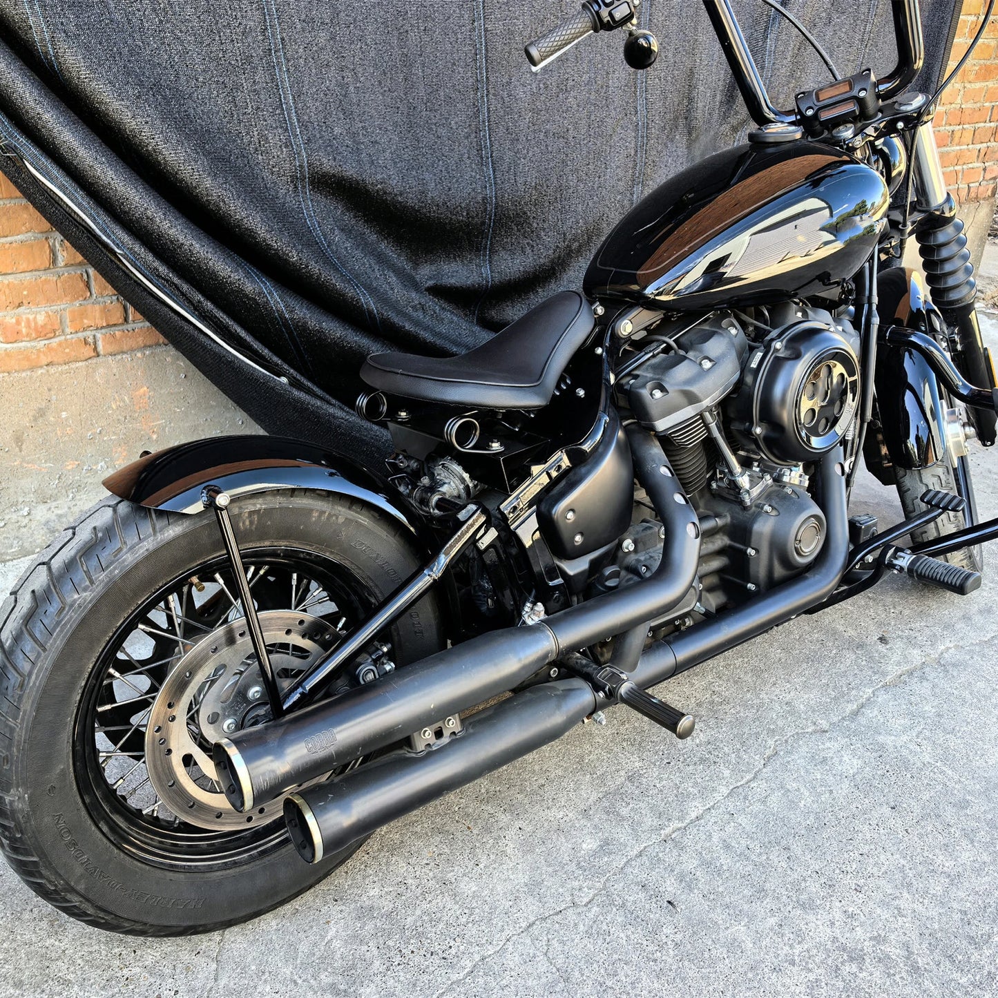 Black Rear Fender Mudguard Kit for Harley Street Bob FXBB (2019-2024)