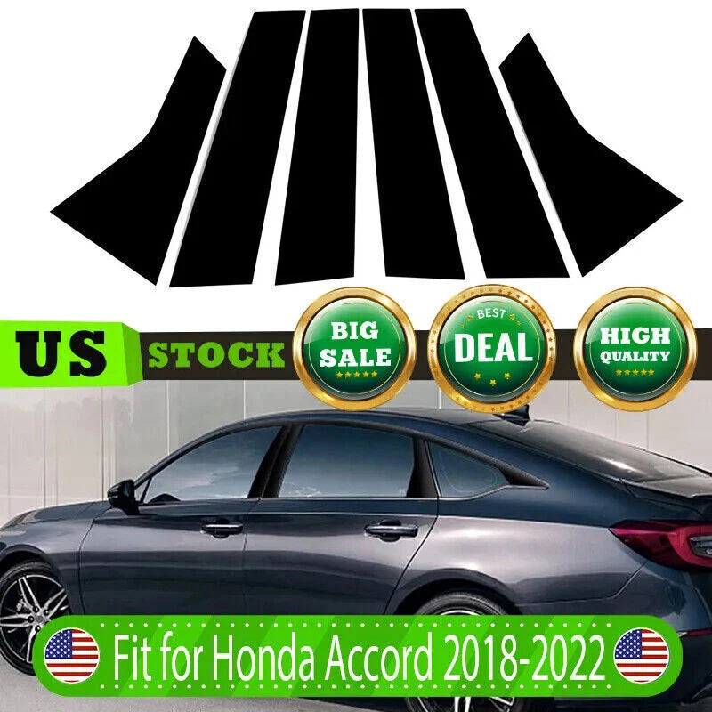 Glossy Black Window Door Trim Covers for Honda Accord 2018-2021 (2018-2021)
