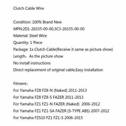 3 x Wire Steel Coupling Cable for Yamaha FZ8/FZ8-S FAZER (2010-2016)
