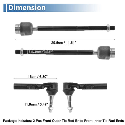 6 x Front Inner Outer Tie Rod End Link for Pontiac G6 (2005 - 2010)