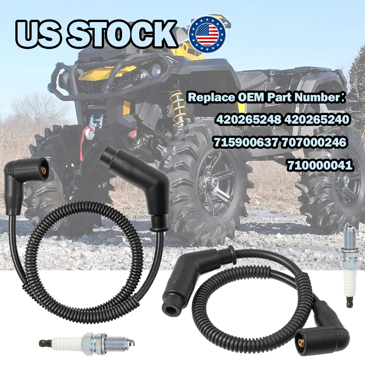 Spark Plug & Wire Cap 15in/24.4in for Can-Am Renegade T 650