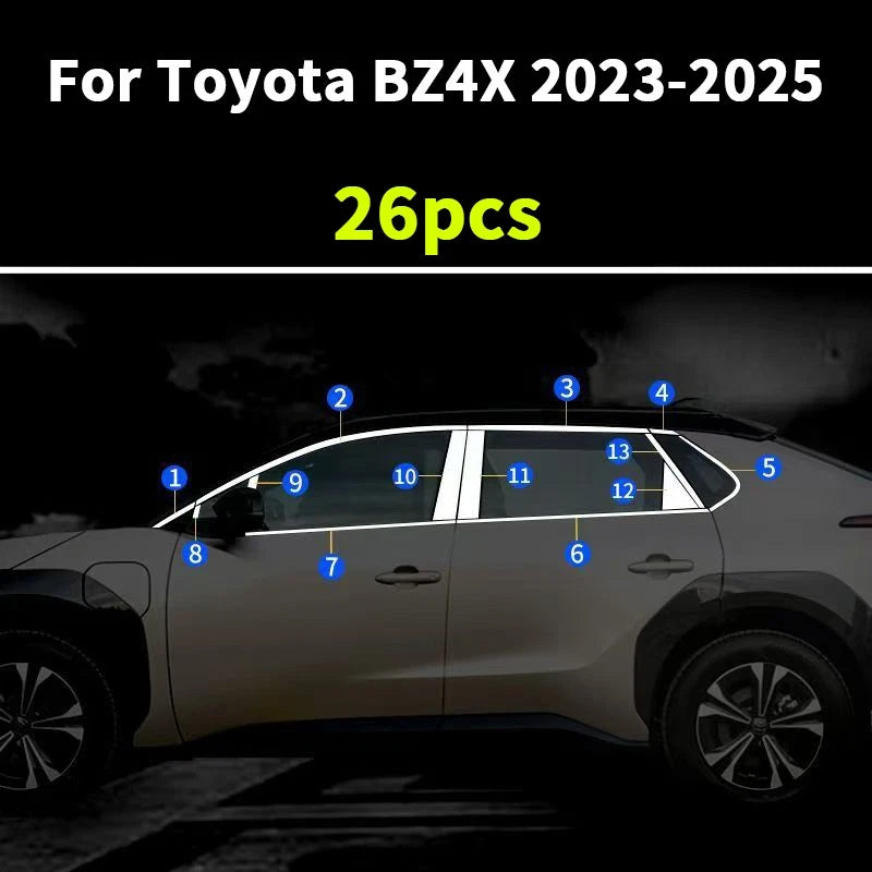 26X Chrome steel Door Side Molding Trim for Toyota BZ4X (2023–2025)