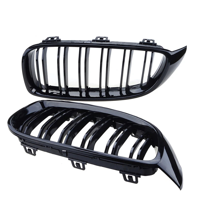 Gloss Black Dual Slat Front Bumper Grille for BMW F32 F36 F82 4-Series (2014-2020)