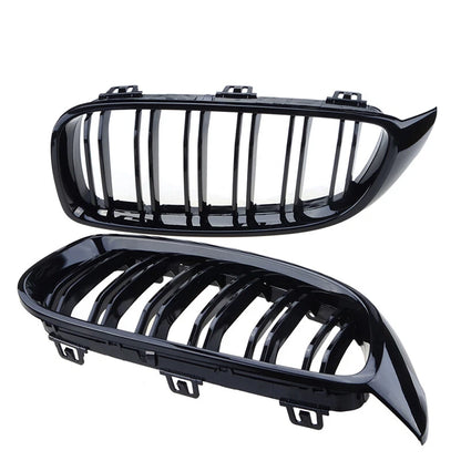 Gloss Black Dual Slat Front Bumper Grille for BMW F32 F36 F82 4-Series (2014-2020)