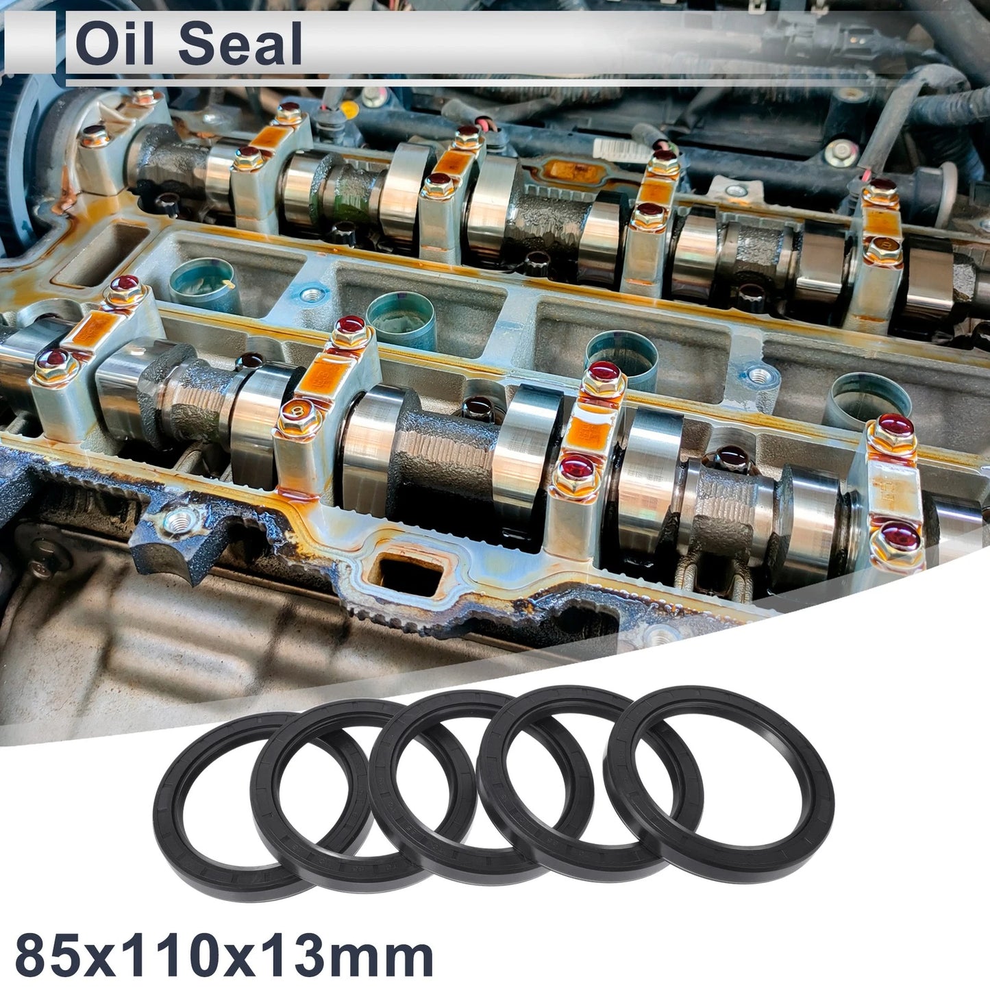 Oil Seal 85x110x13mm NBR Black 5 Pcs