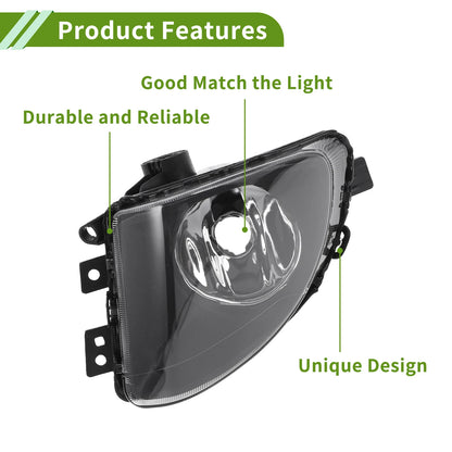 Left Fog Light Grill for BMW 535i 2010-2017 (1 x Clear, Black)