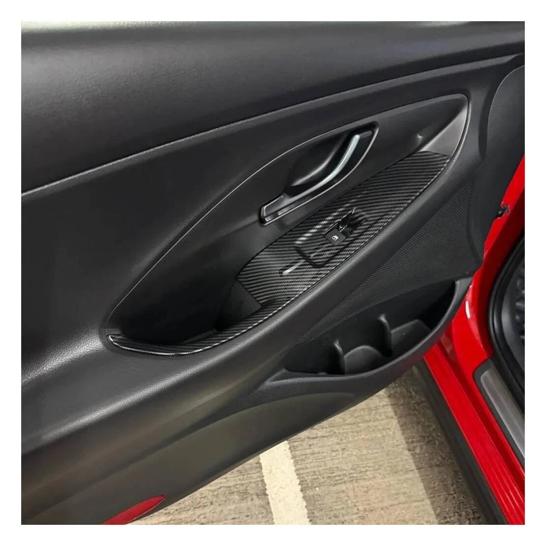 Carbon Fiber Window Lift Switch Panel Trims for Hyundai i30 (2018-2023)
