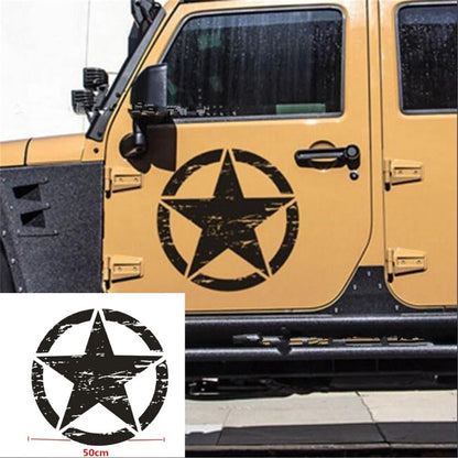 Black Round Star Decal Sticker for Jeep Wrangler