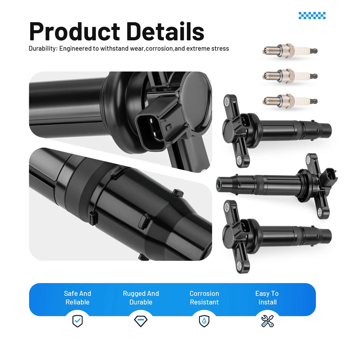 3 x Ignition Coils w/ Spark Plug for Yamaha YXZ1000R SE EPS (2016–2019)