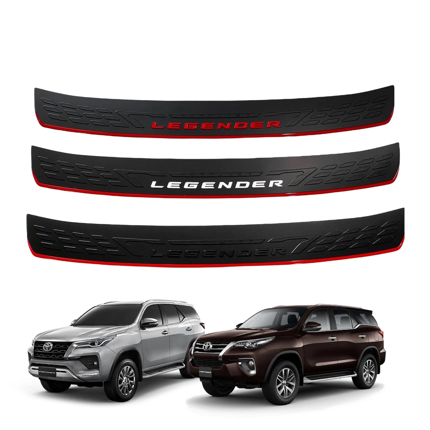 Red Rear Bumper Step Door Scuff Plate for Toyota Fortuner (2015-2022)