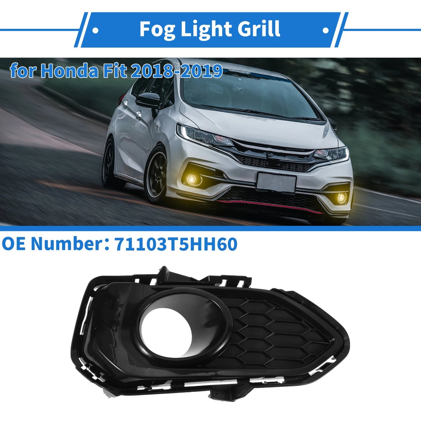 Front Right Fog Light Grill for Honda Fit (2018-2019)