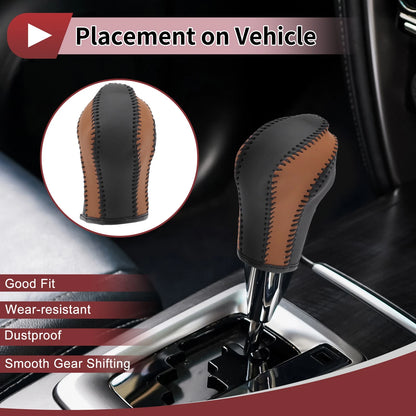 Gear Shift Knob Cover for Nissan Maxima 2016-2023 Black Brown Faux Leather