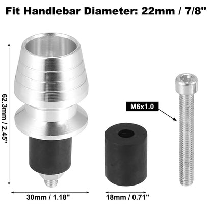 Pair Universal Motorcycle Handlebar Plugs 7/8" 22mm for Motorcycle Silver Tone