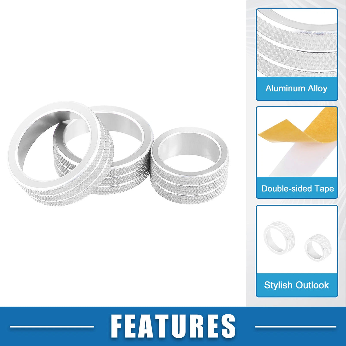 Volume Knob Ring Cover for Chevy Malibu 2017-2022 Silver Tone (2017-2022)