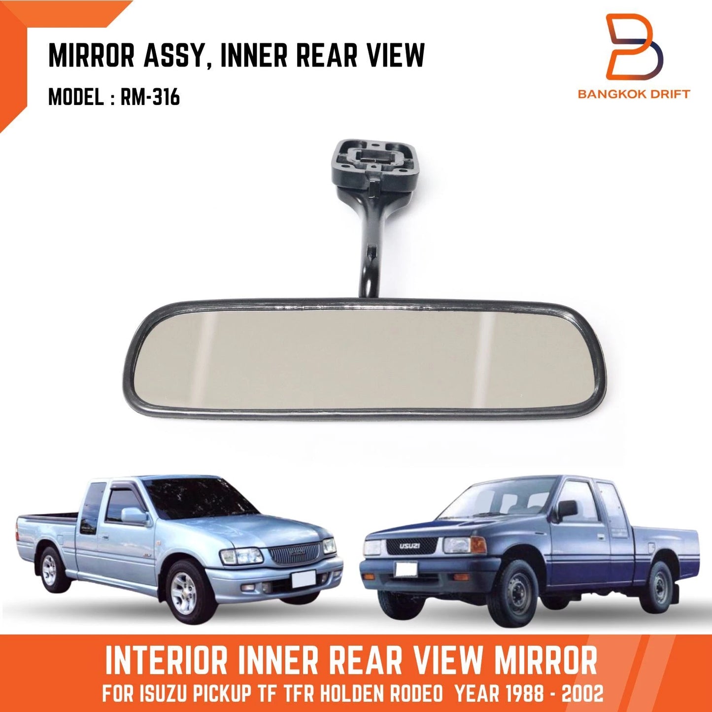 Interior Rear View Mirror for Holden Rodeo Isuzu TF TFR Pickup Ute (1988-2002)