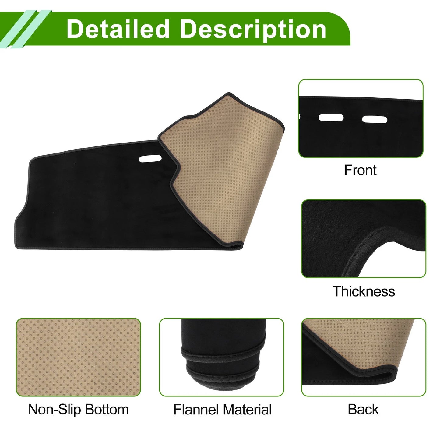 Dashboard Cover Black Flannel for Suzuki Alto (2019-2022) 1 Pc