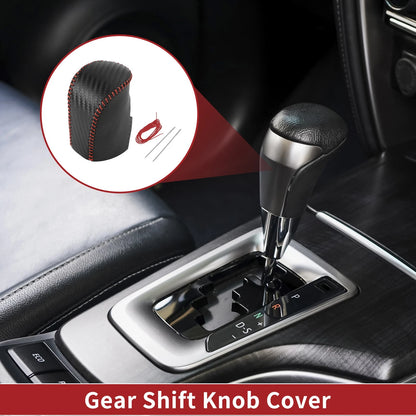 Gear Shift Knob Cover for Honda HR-V 2023-2024 Black Carbon Fiber Red