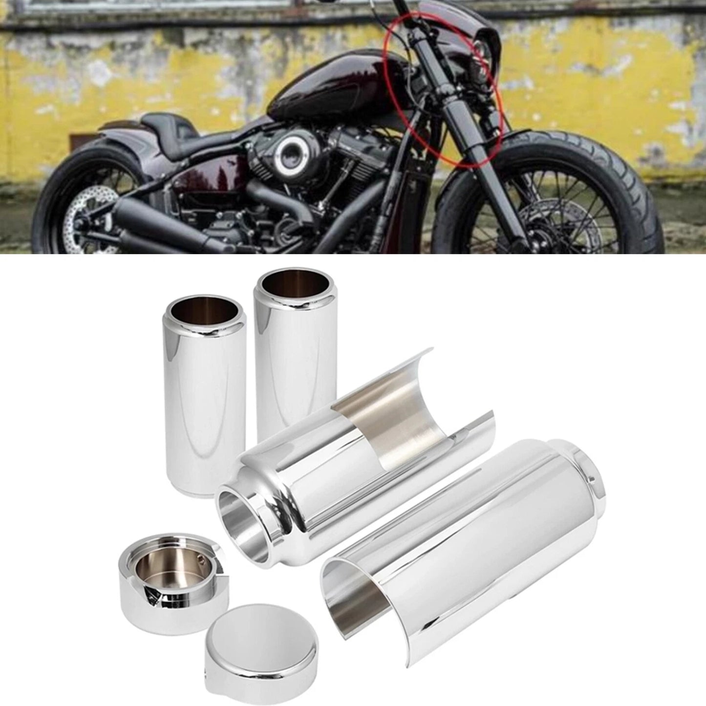 6 x Front Fork Boot Slider Shock Covers for Harley Street Bob (2018-2022)