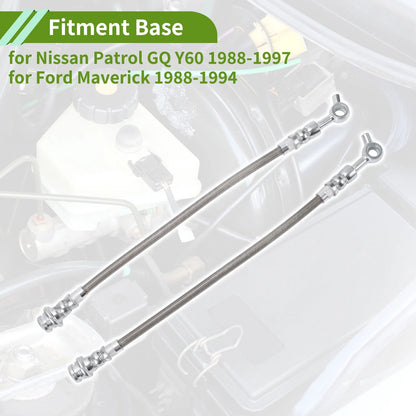 2 x Front Extended Brake Line Hose Kit for Nissan Patrol GQ Y60 (1988-1997)