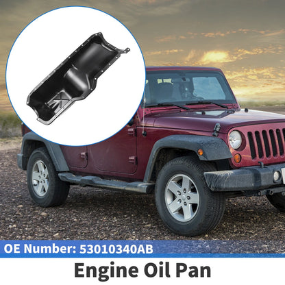 Engine Oil Pan for Jeep Wrangler (2000-2006) - 1 x No.53010340AB, Iron Black