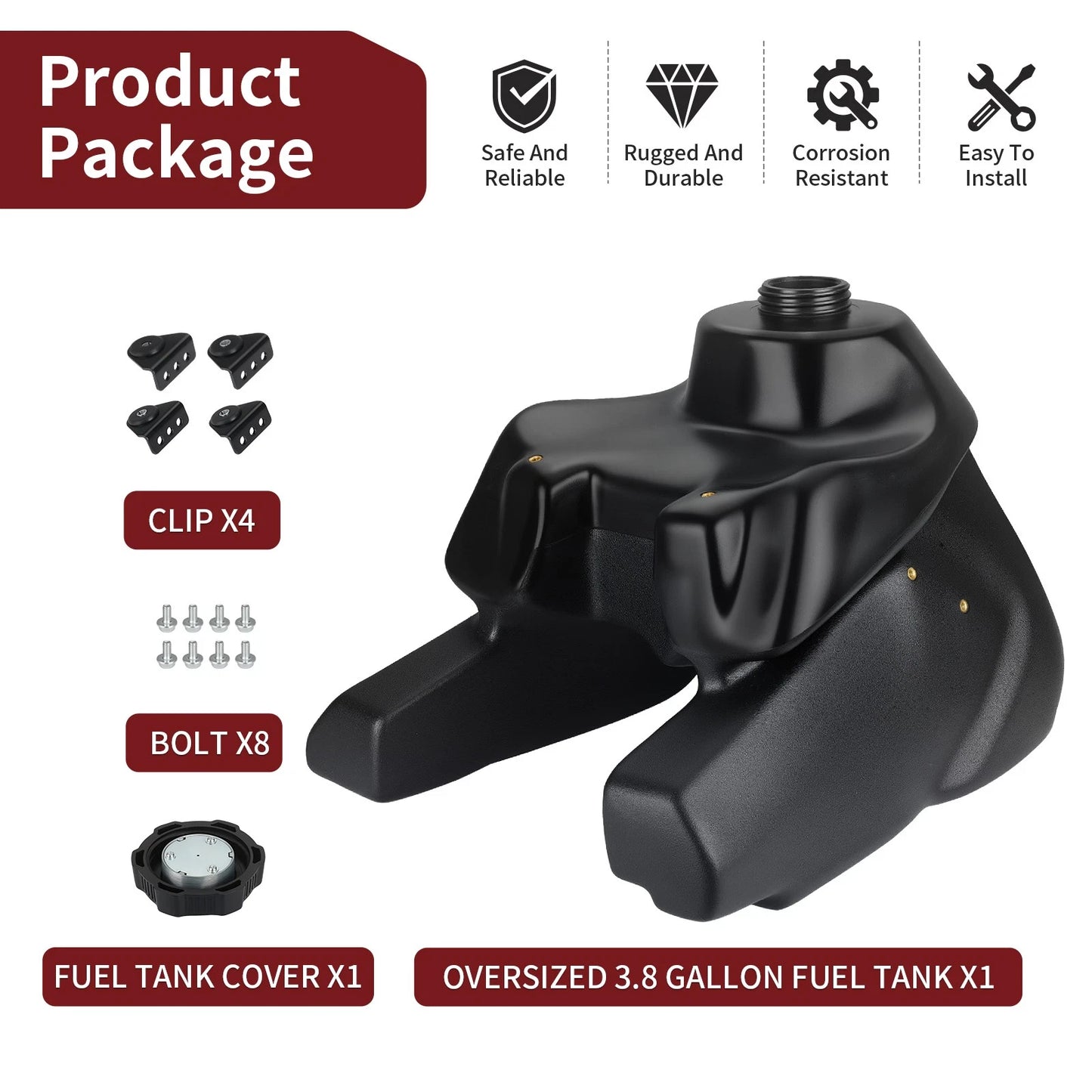 Gas Fuel Petrol Tank for Yamaha Warrior 350 (1987–2004)