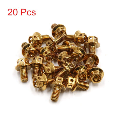 Bolts / 20Pcs M6x10mm / Gold Ti Alloy Motorcycle Bolts for MakeModel