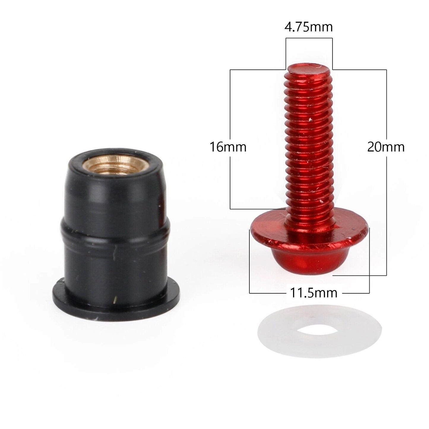 10 x M5 x 16MM Fairing Bolts Rubber Plugs for Motorcycle Scooter Quad