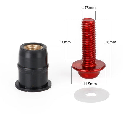 10 x M5 x 16MM Fairing Bolts Rubber Plugs for Motorcycle Scooter Quad