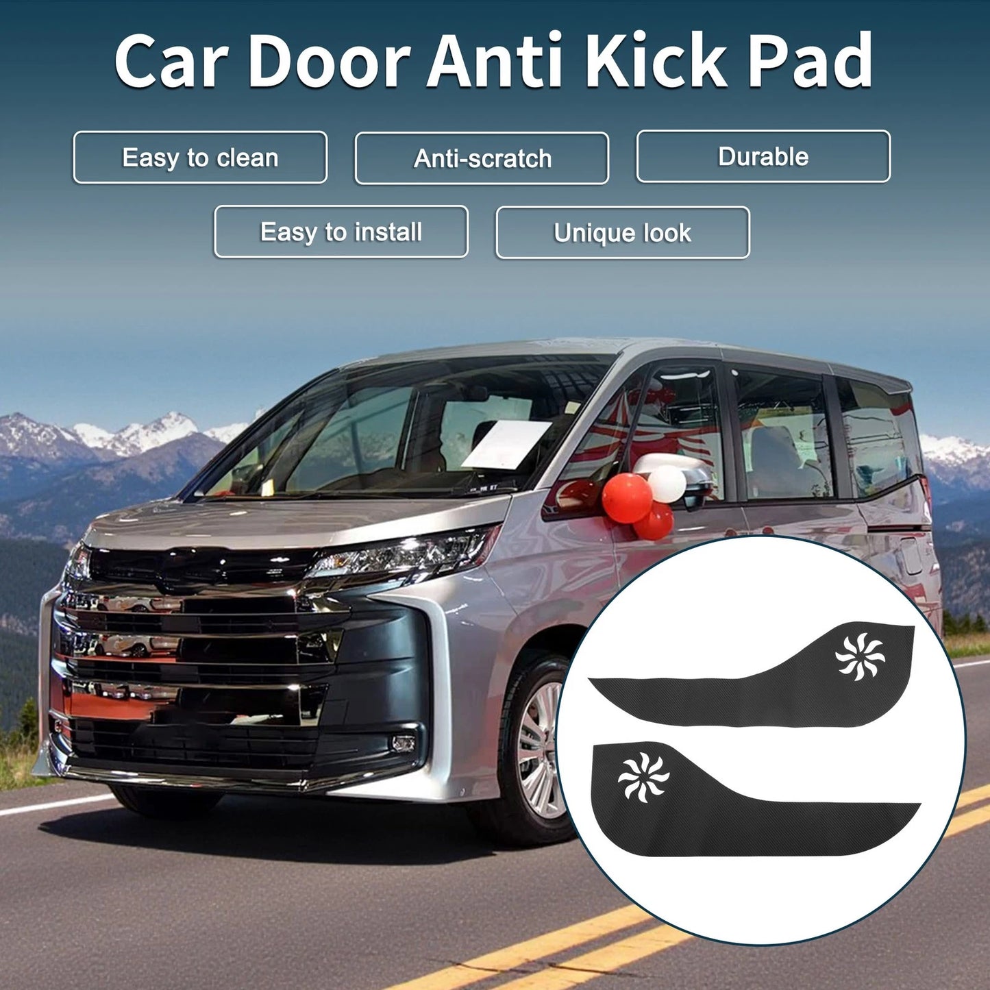 Leather Door Kick Pad Sticker for TOYOTA NOAH 80-Series ZWR80W ZRR80W