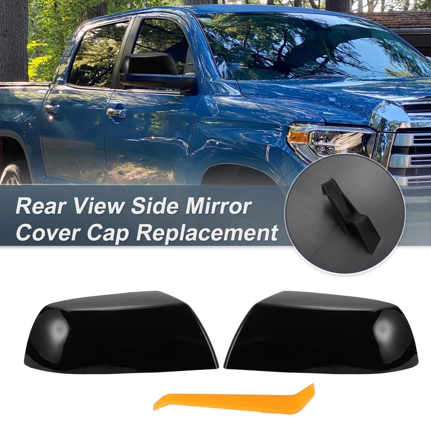 Rearview Mirror Cover Cap Gloss Black for Toyota Tundra Sequoia (2007–2022)