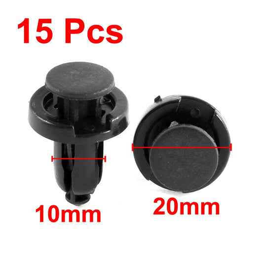 15 Pcs 10mm Black Plastic Rivets for Honda Bumper Mudguard Clips