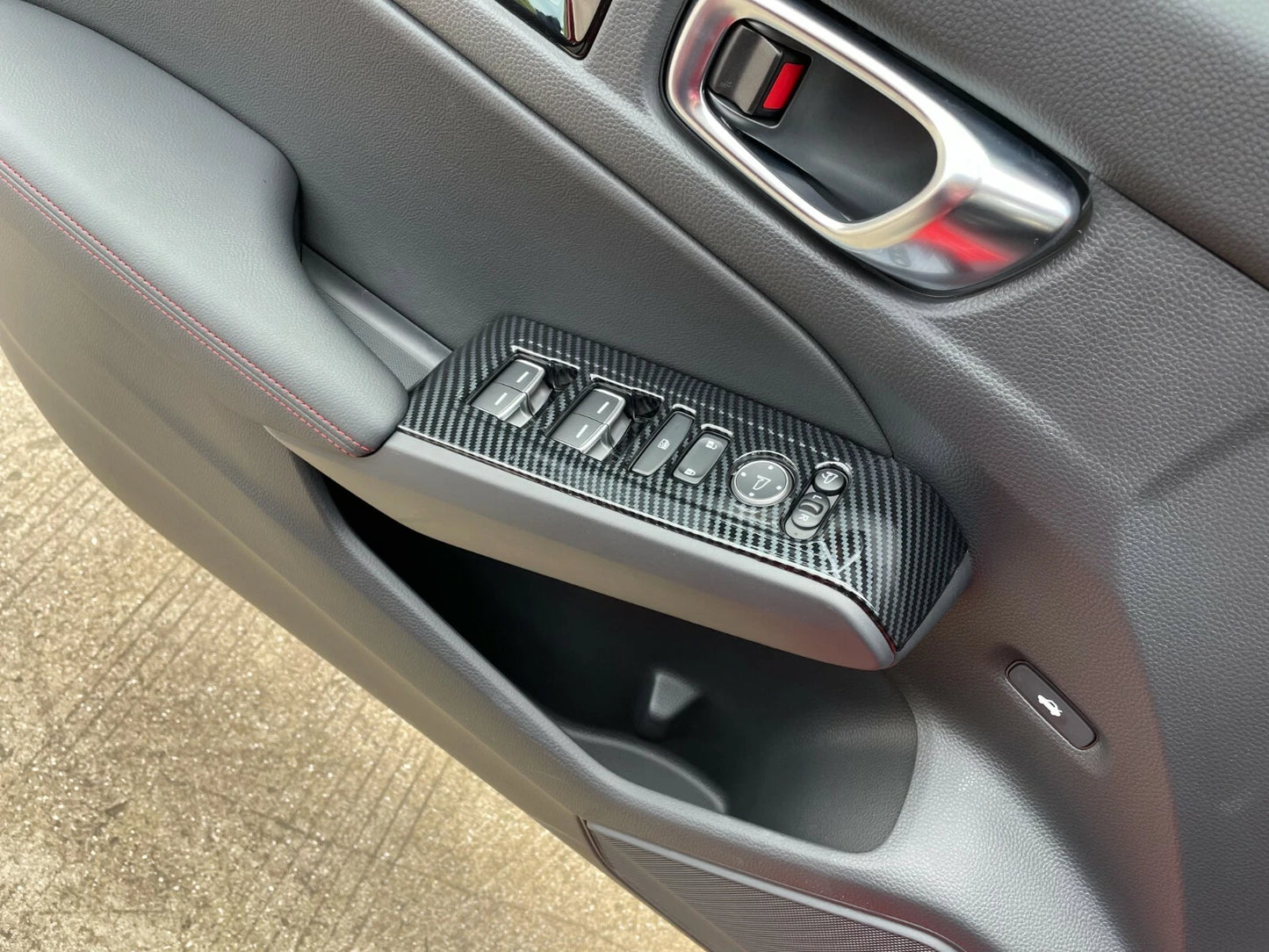 4x LHD Carbon Fiber Door Window Lift Cover Trim for Honda Civic (2022-2023)