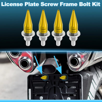 License Plate Screws Cover 5.4cm Gold Tone 4pcs for Universal Motorcycle