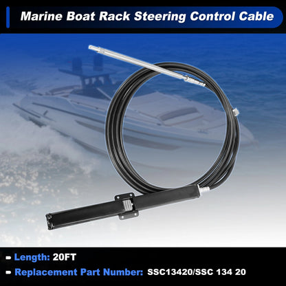 Steering Control Cable 20 Ft Marine Boat Rack Black 1 Pc