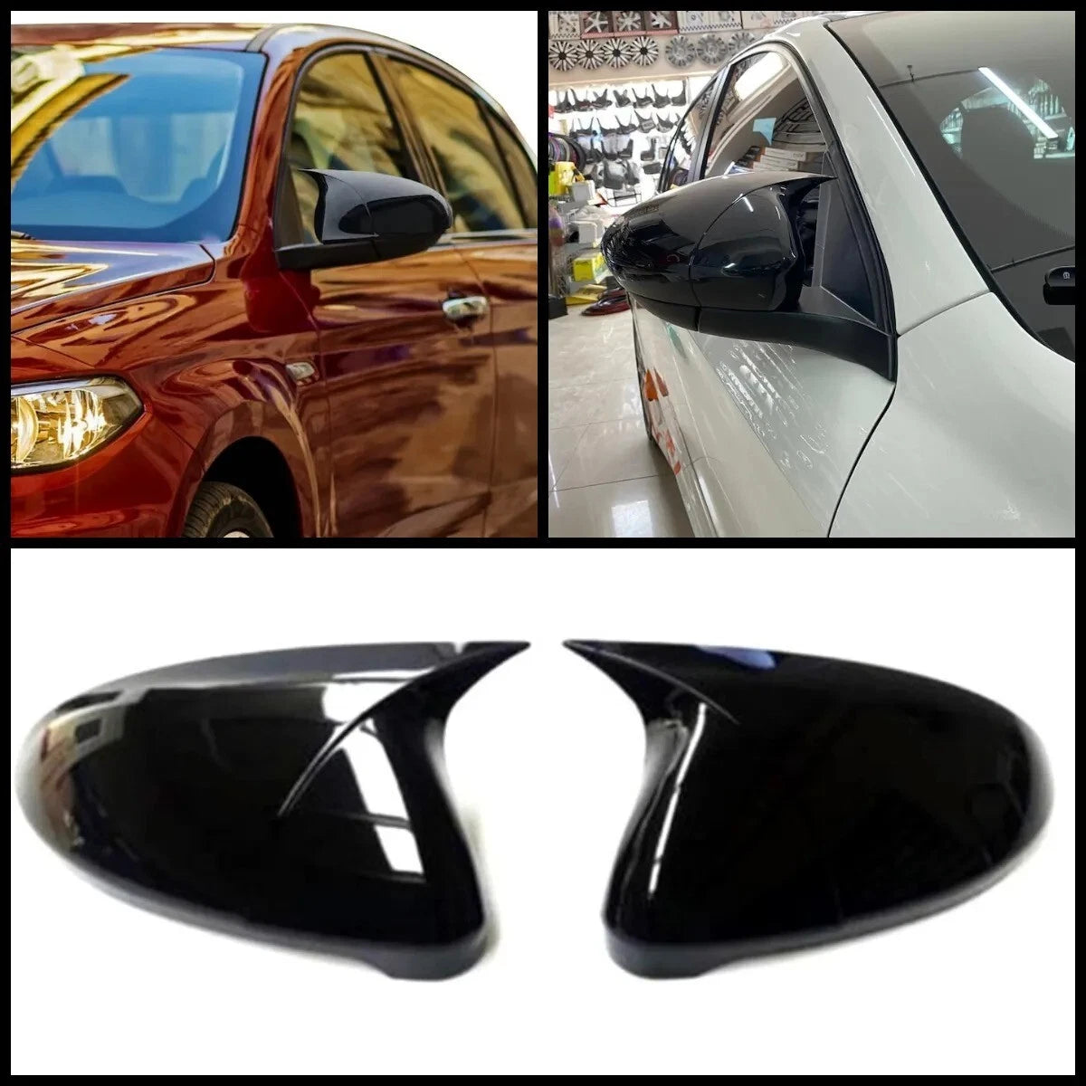 Mirror Cover for Dodge Neon Fiat Tipo Sedan HB (2016-2023) Gloss Black