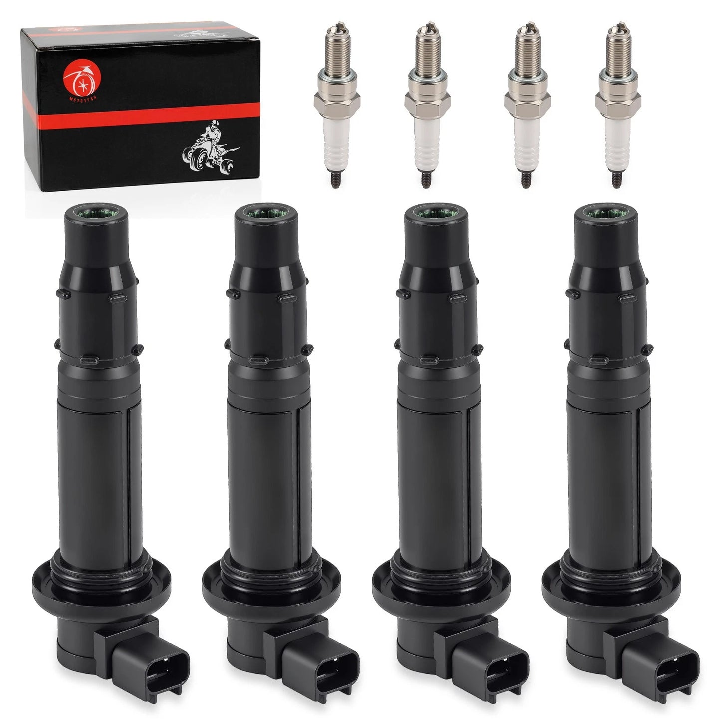 4 Pack Ignition Coils & Spark Plug for Yamaha YZF R6/R6S 2003-2009