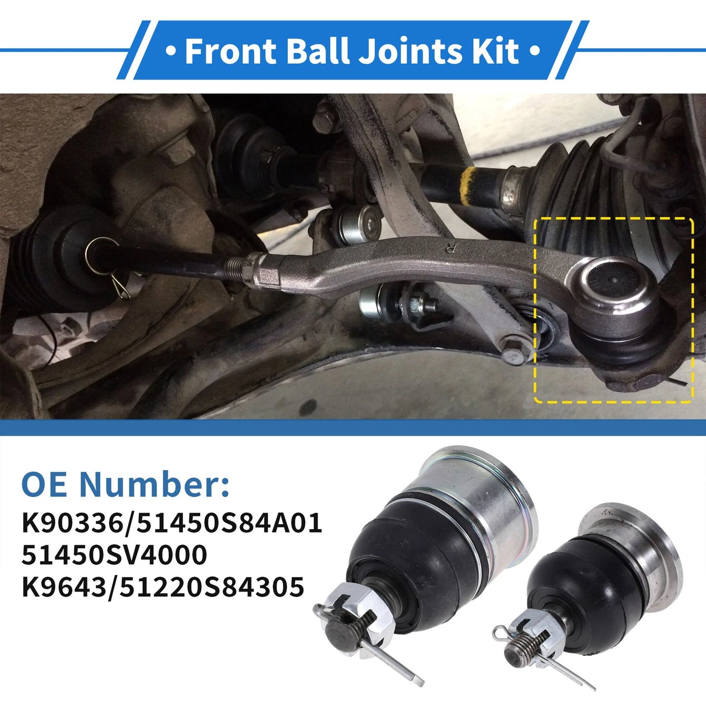 4 x Front Upper & Lower Ball Joints for Honda Accord (1998 - 2002)